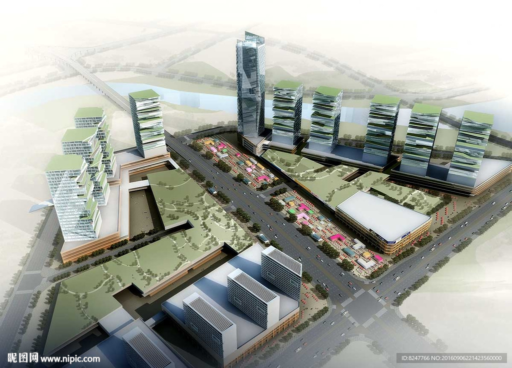 智能化电子科技购物广场鸟瞰图
