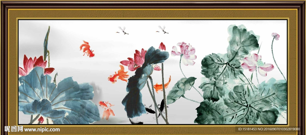 荷花国画