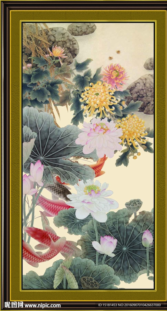 荷花鲤鱼图