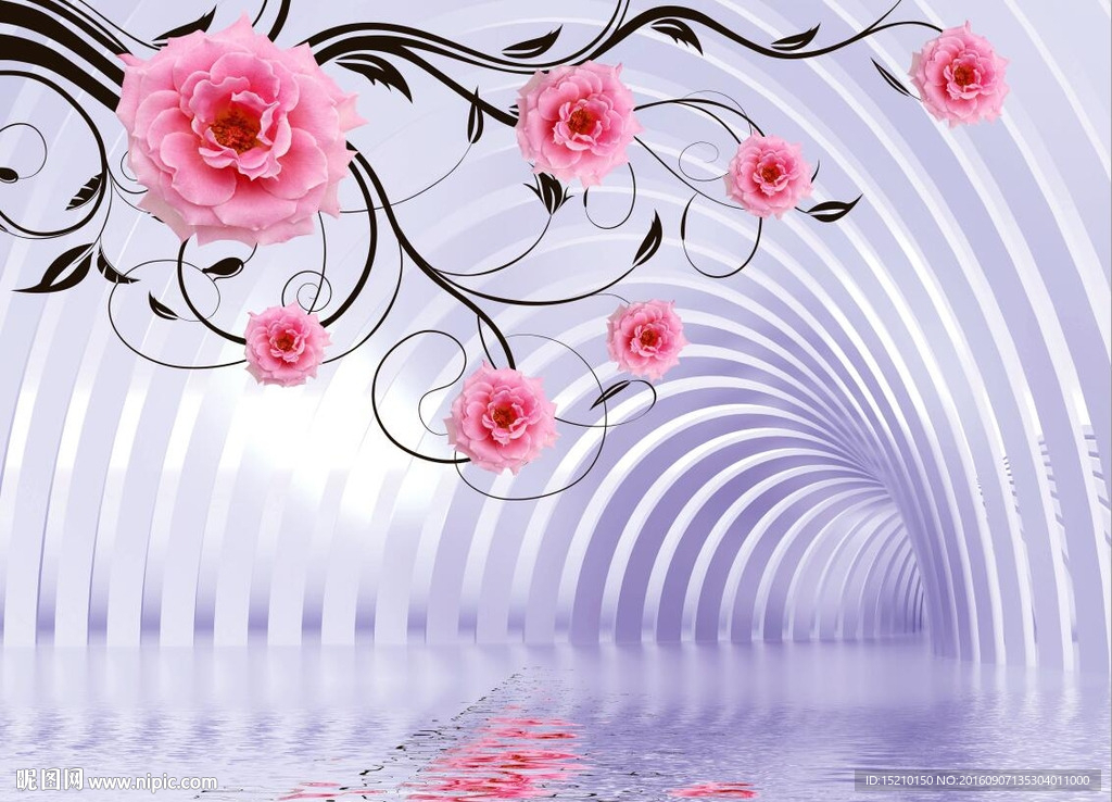 3D空间玫瑰花