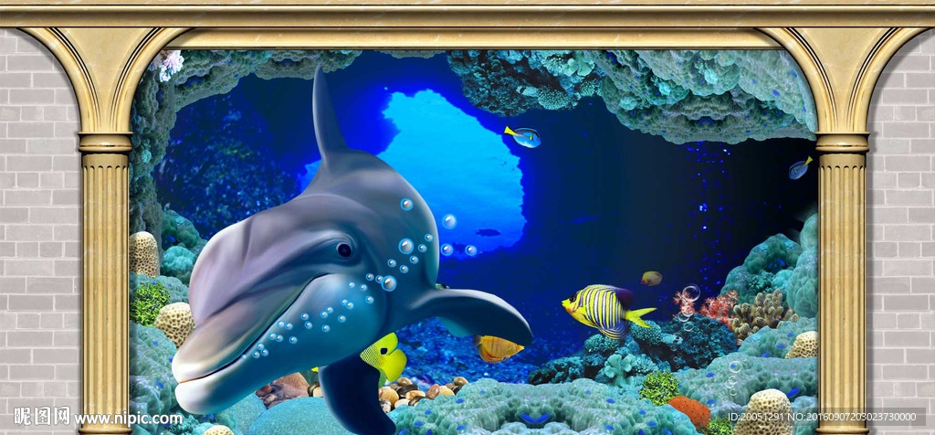 3d海底背景墙