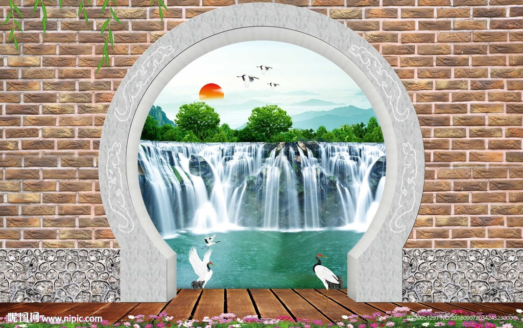 3d背景墙 山水风景
