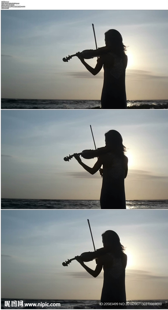 海边拉大提琴文艺优雅