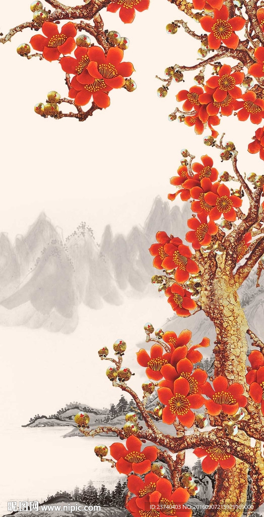 国画梅花玄关