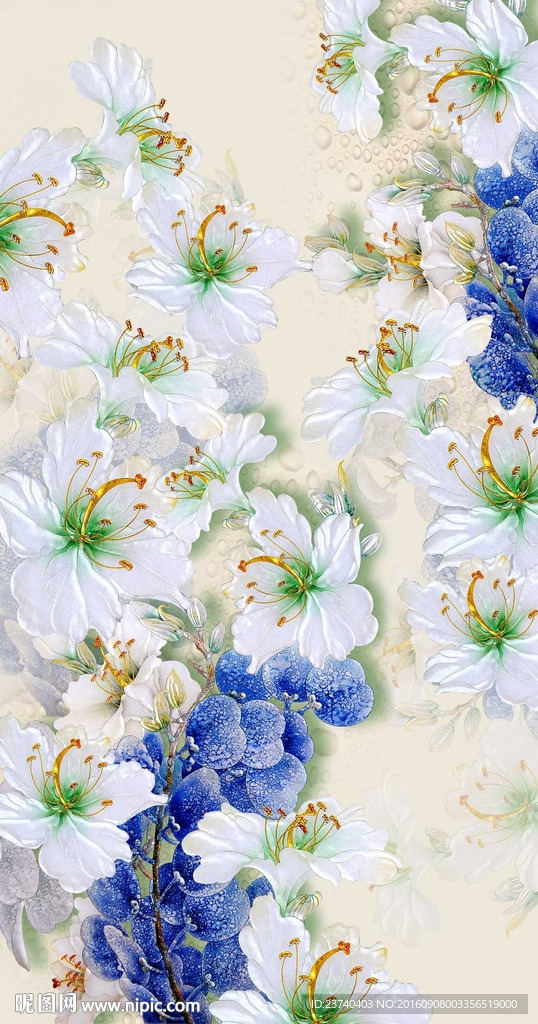 彩雕玄关背景墙 花开富贵