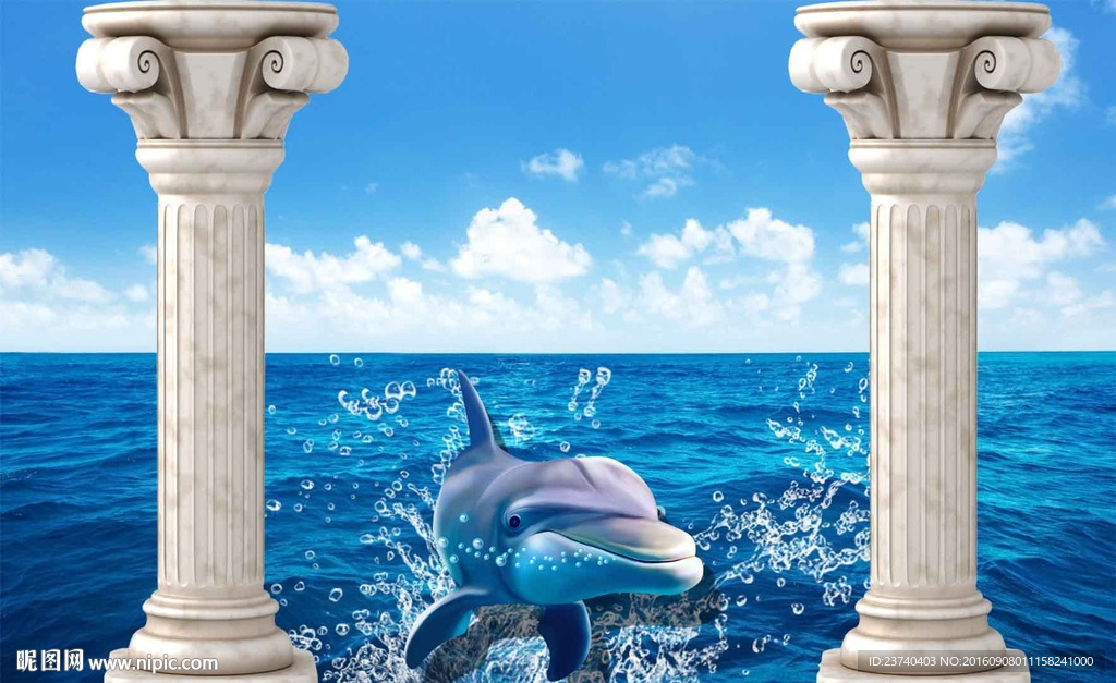 3d背景墙 海豚