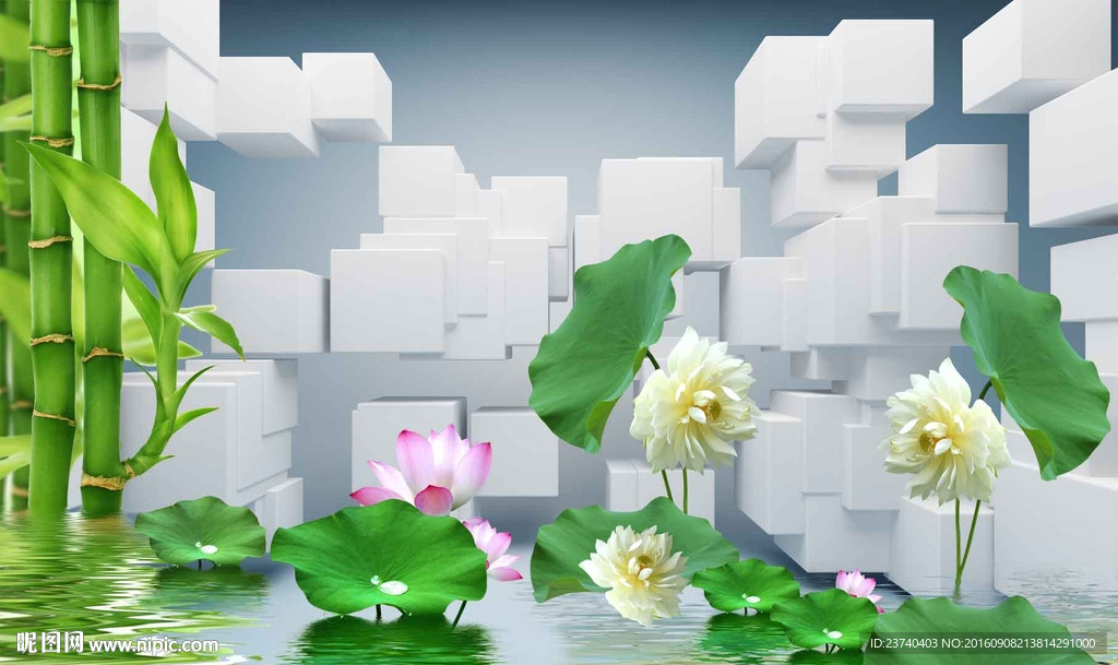 3d背景墙 荷花