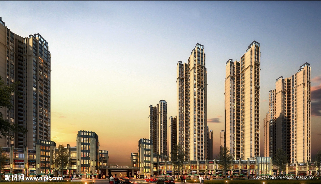 黄昏住宅建筑效果图