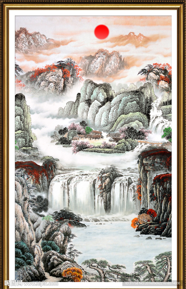 竖幅山水画