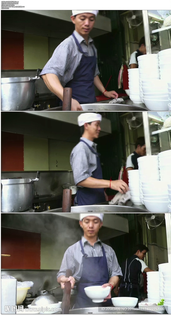 小吃街厨师做饭