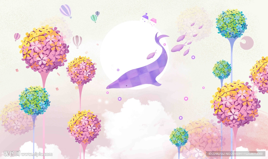 蒲公英梦幻背景墙