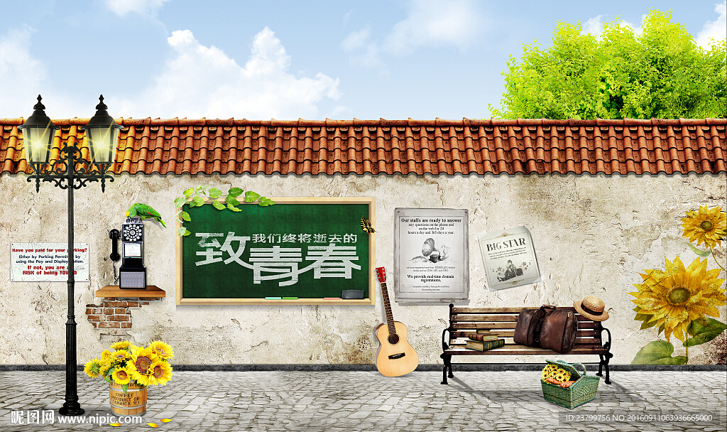 致青春艺术背景墙装饰画