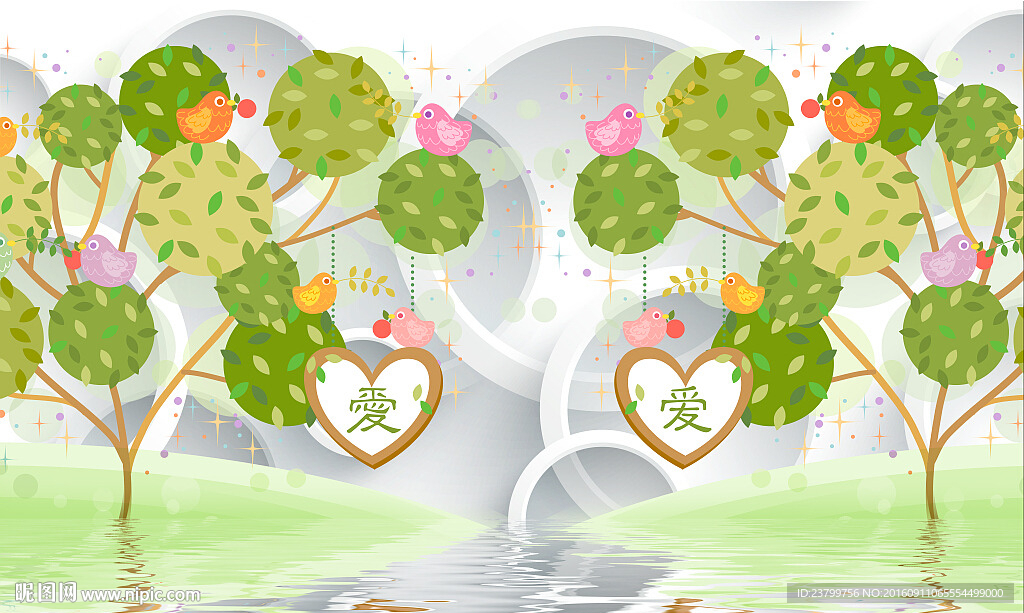 简约时尚卡通背景墙装饰画