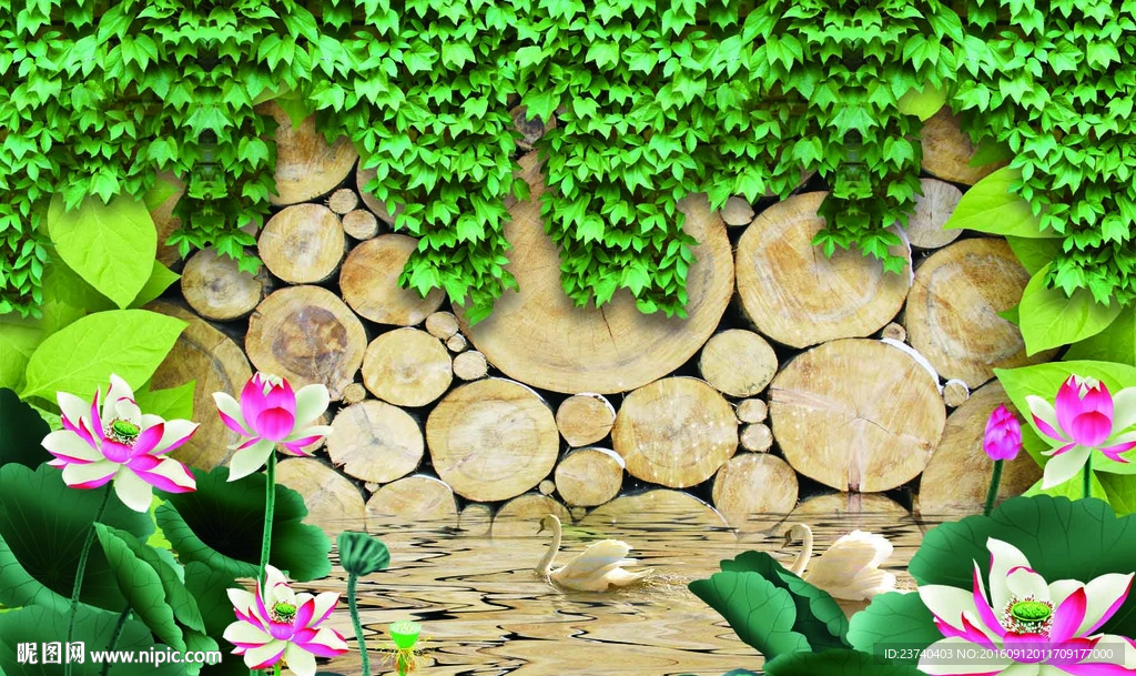 3d背景墙 荷花