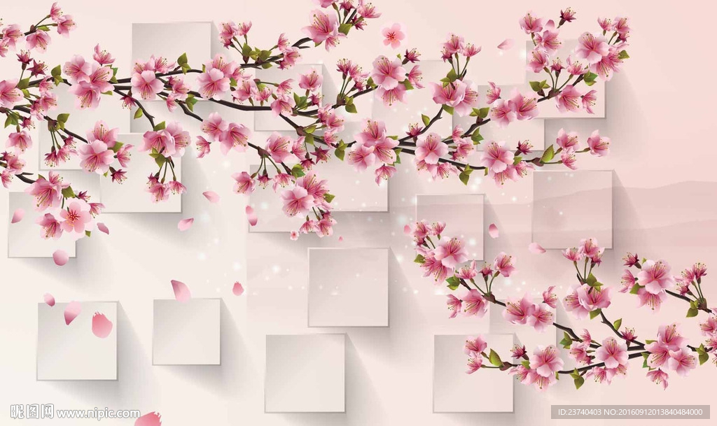3d梦幻花朵背景墙