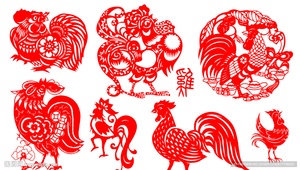 鸡  剪纸