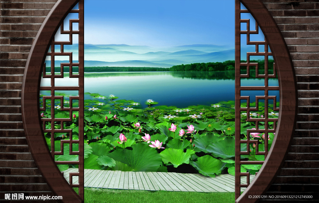中式背景 荷花