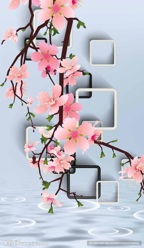 3d玄关背景墙 一枝花