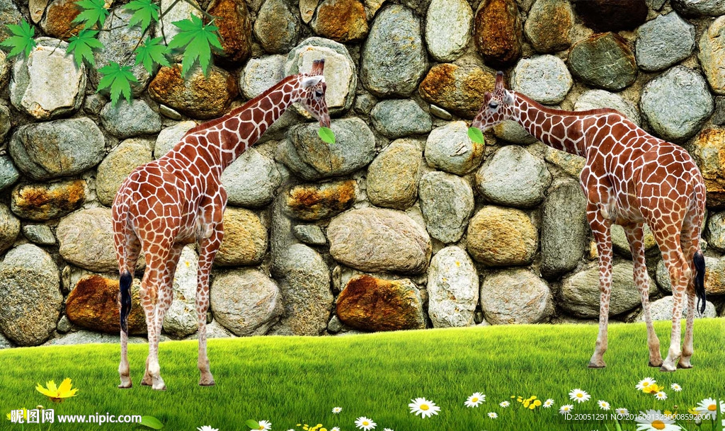 3d背景墙 长颈鹿