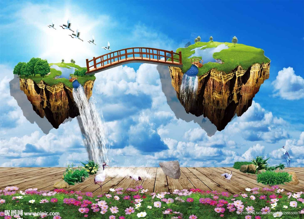 3d背景墙 双岛