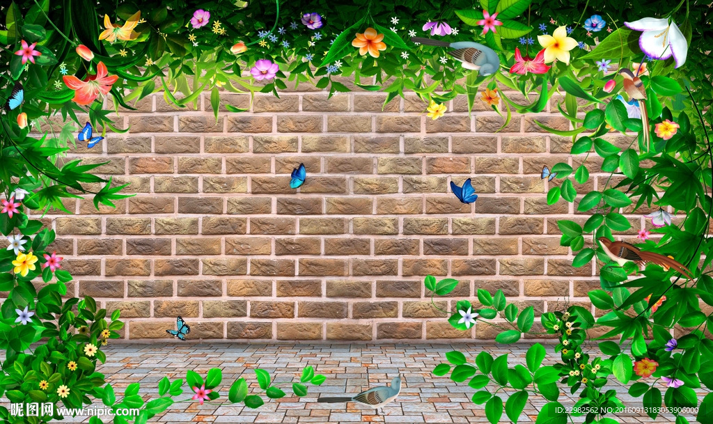 3D花卉背景墙