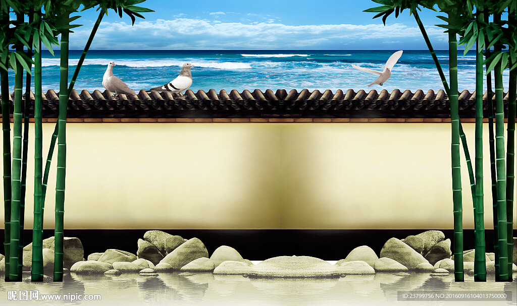艺术海边墙院背景墙装饰画