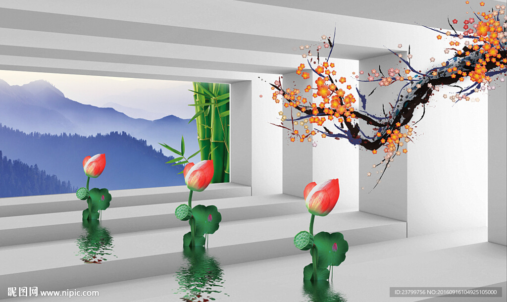 立体艺术空间背景墙装饰画