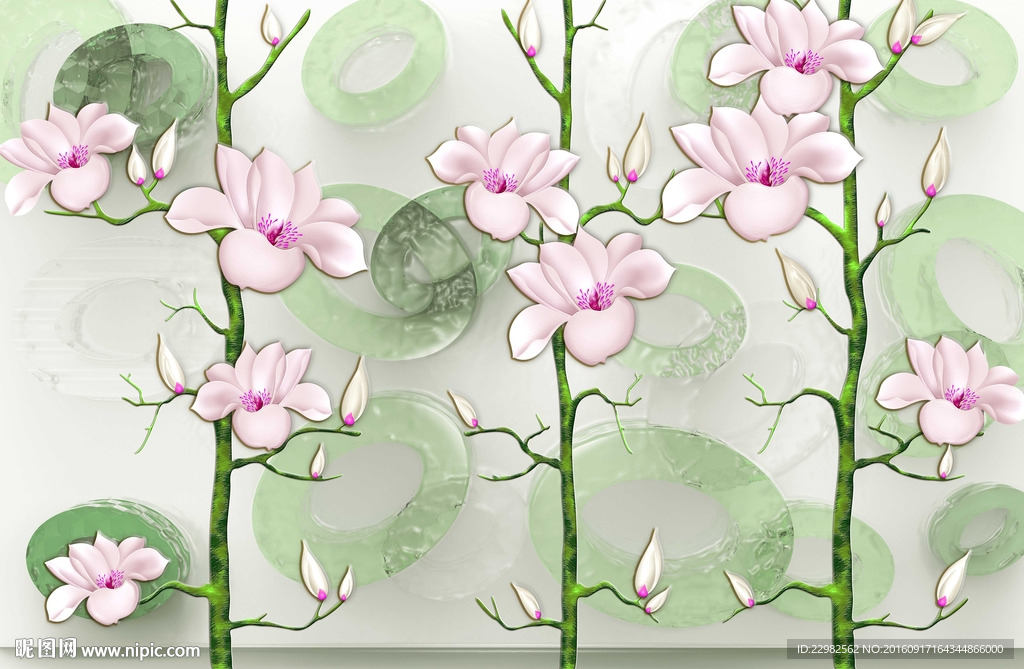 3D花卉背景墙