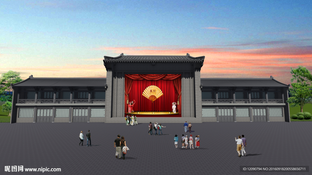 中式 古建 园林  绿化  博
