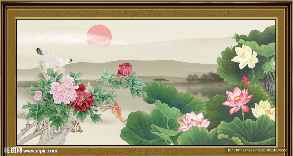 荷花国画