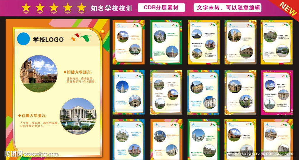 世界知名大学校训展板