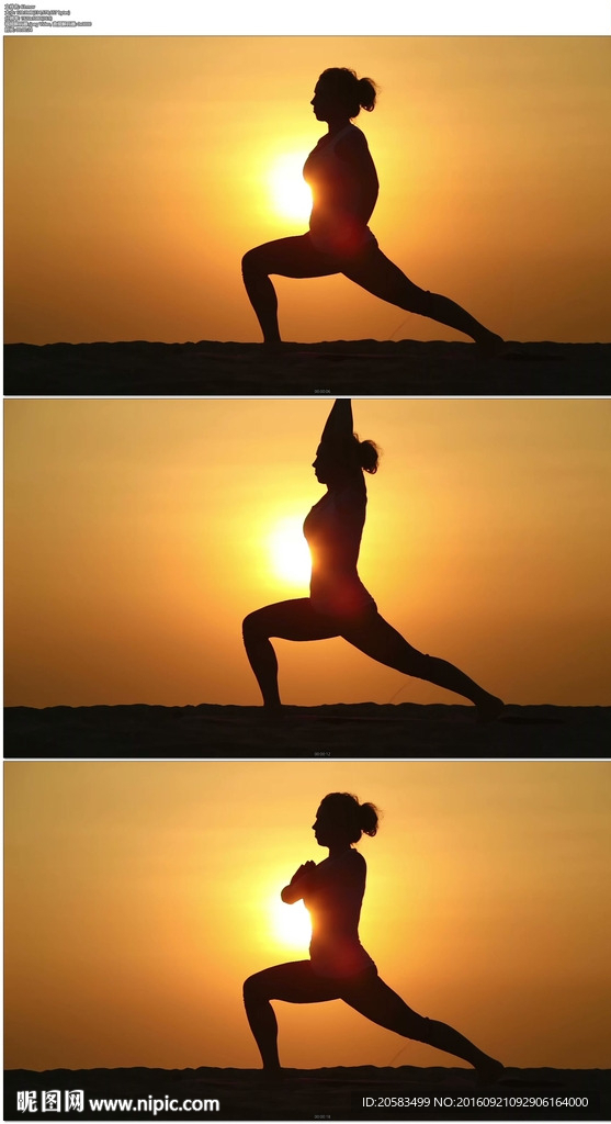 美女夕阳运动做瑜伽