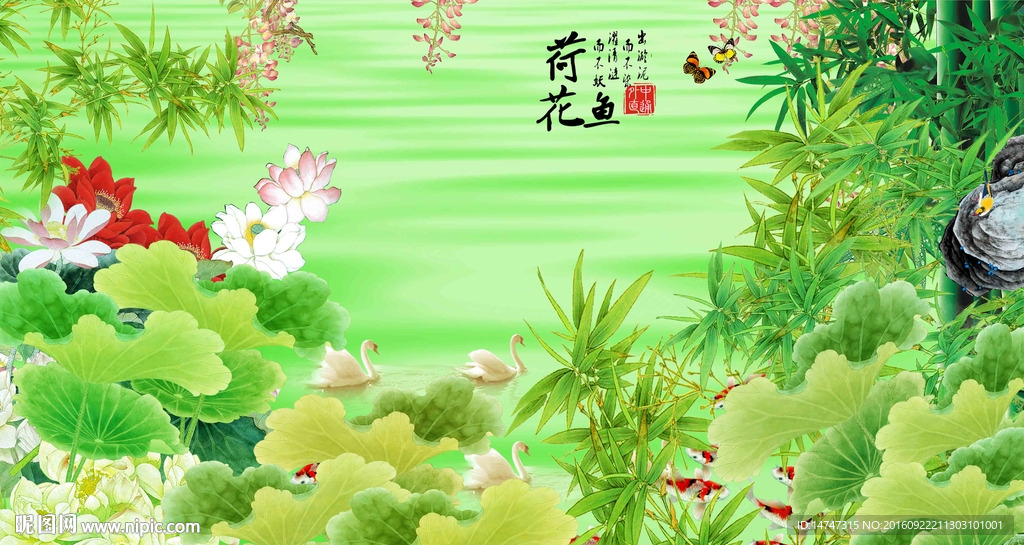 国画荷花