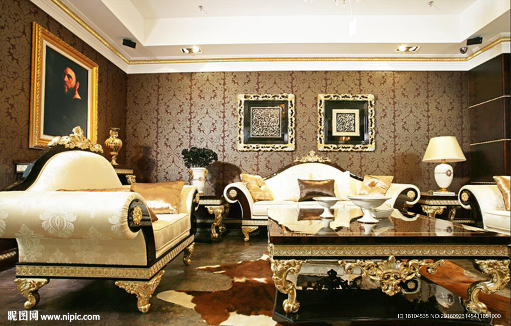 法式墙纸效果图