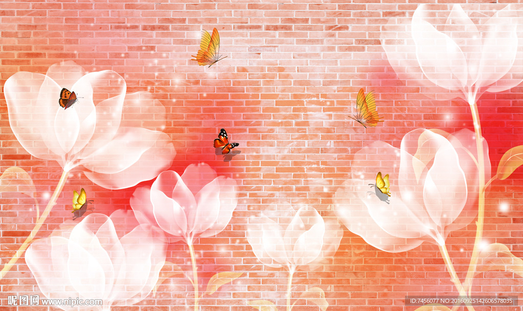 蝶恋透明花瓣背景墙