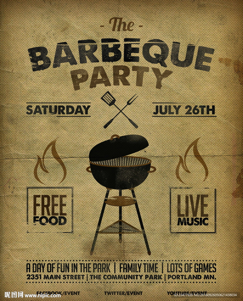 复古怀旧烧烤海报