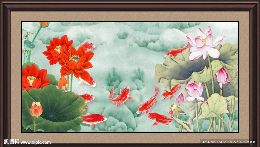 荷花鲤鱼图