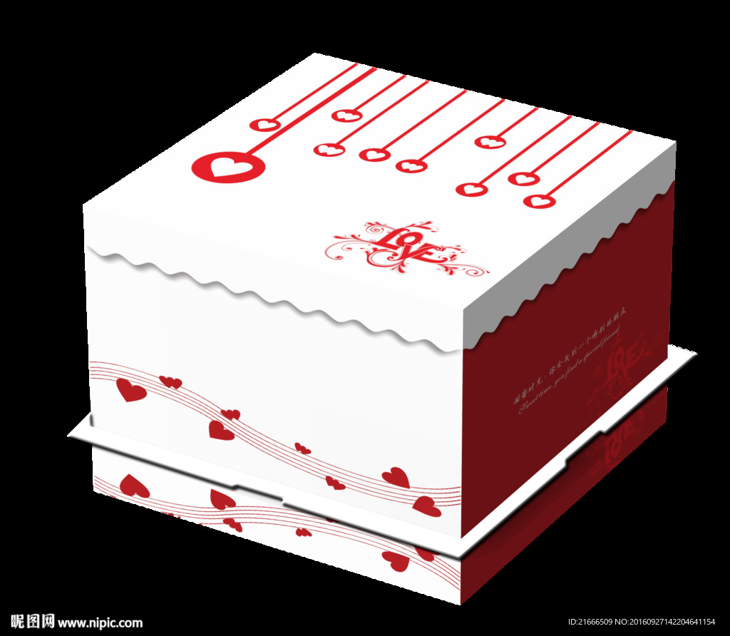 红色心形蛋糕盒展开图