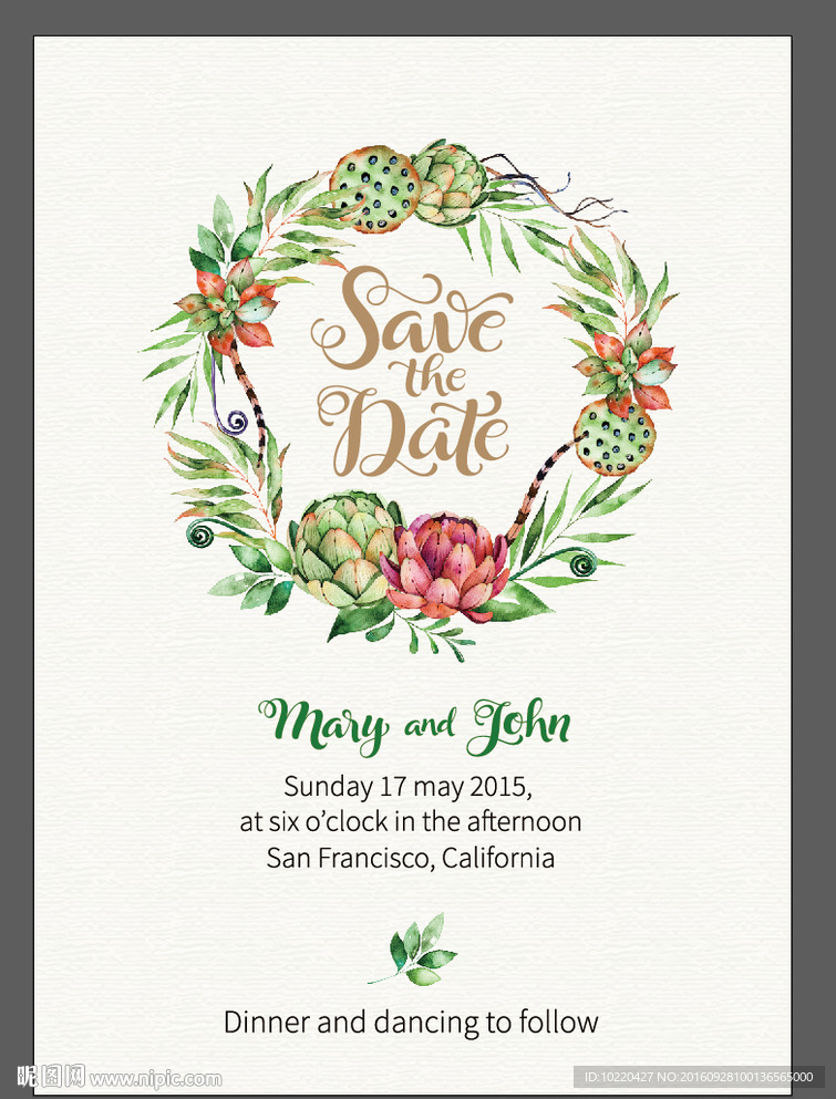 手绘水彩婚礼  多肉婚礼水牌