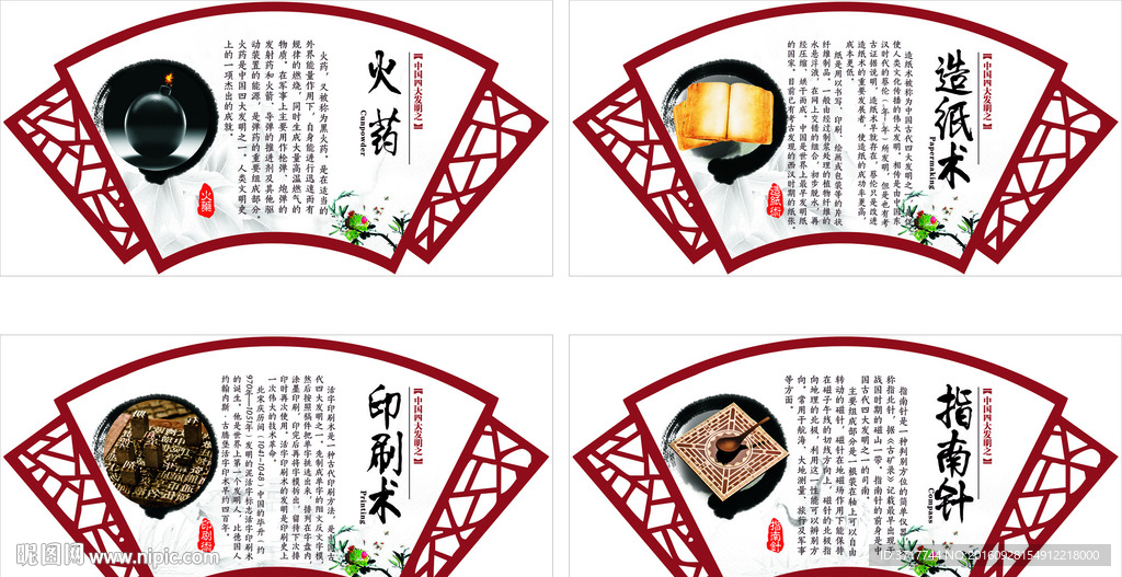 四大发明展板 校园素材模版