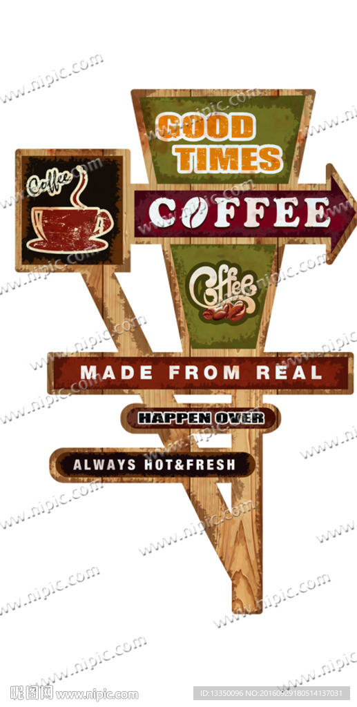 复古咖啡路牌指示牌