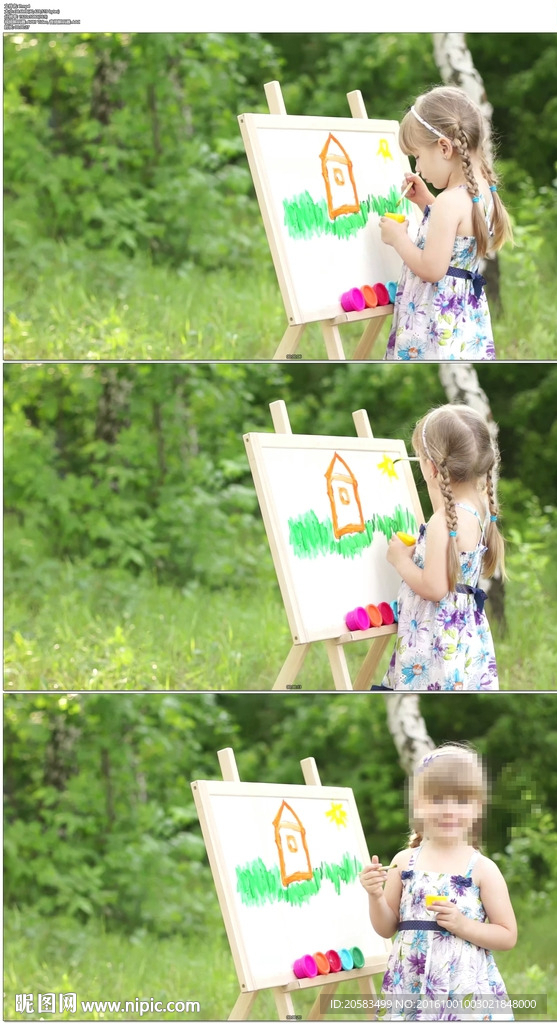 小女孩公园画画