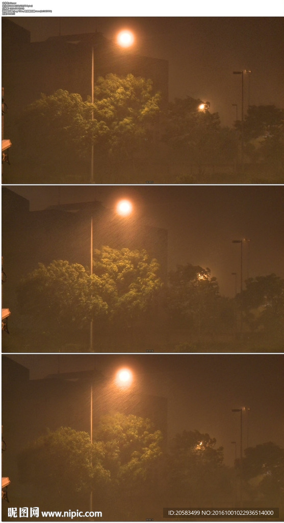 夜晚城市暴风雨