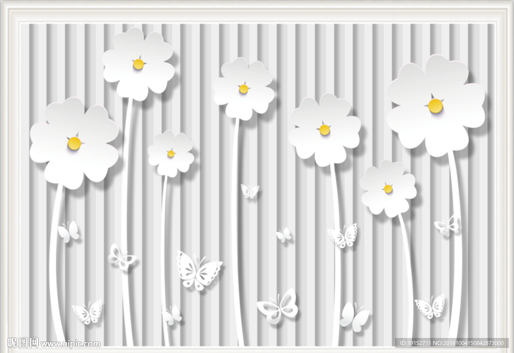 3D立体白色花背景