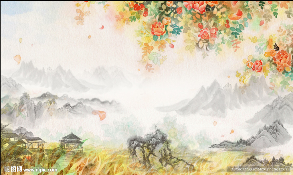 水墨山脉时尚背景墙