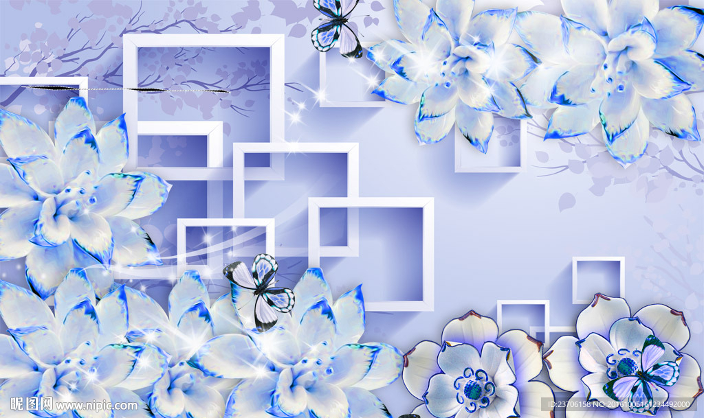 简约风兰花花卉背景墙