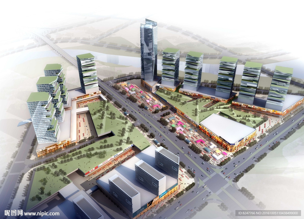 购物中心鸟瞰建筑效果图