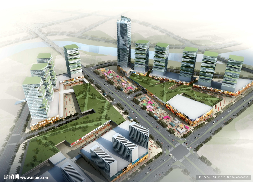 鸟瞰建筑效果图