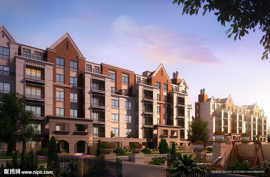 别墅小区景观建筑效果图