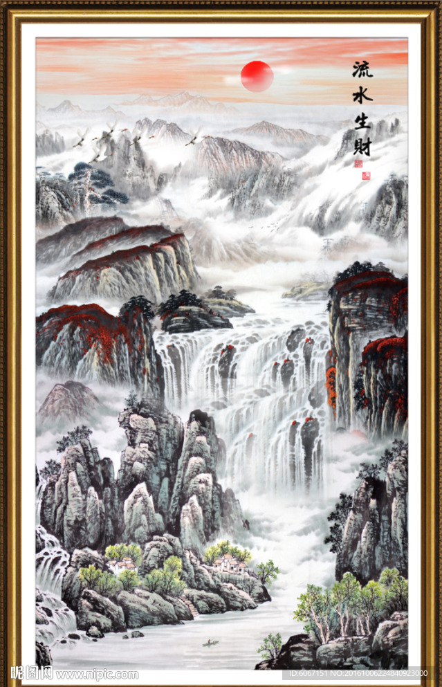 竖幅山水画